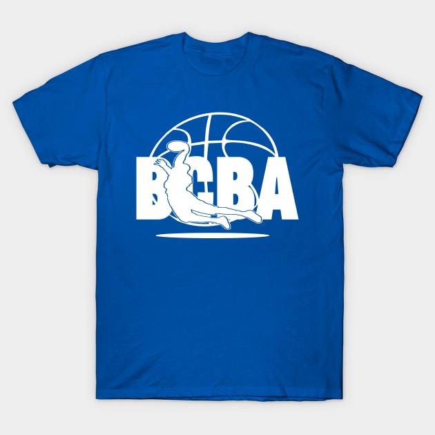 BCBA WHITE LOGO WITH BBALL T-Shirt by BANKSCOLLAGE